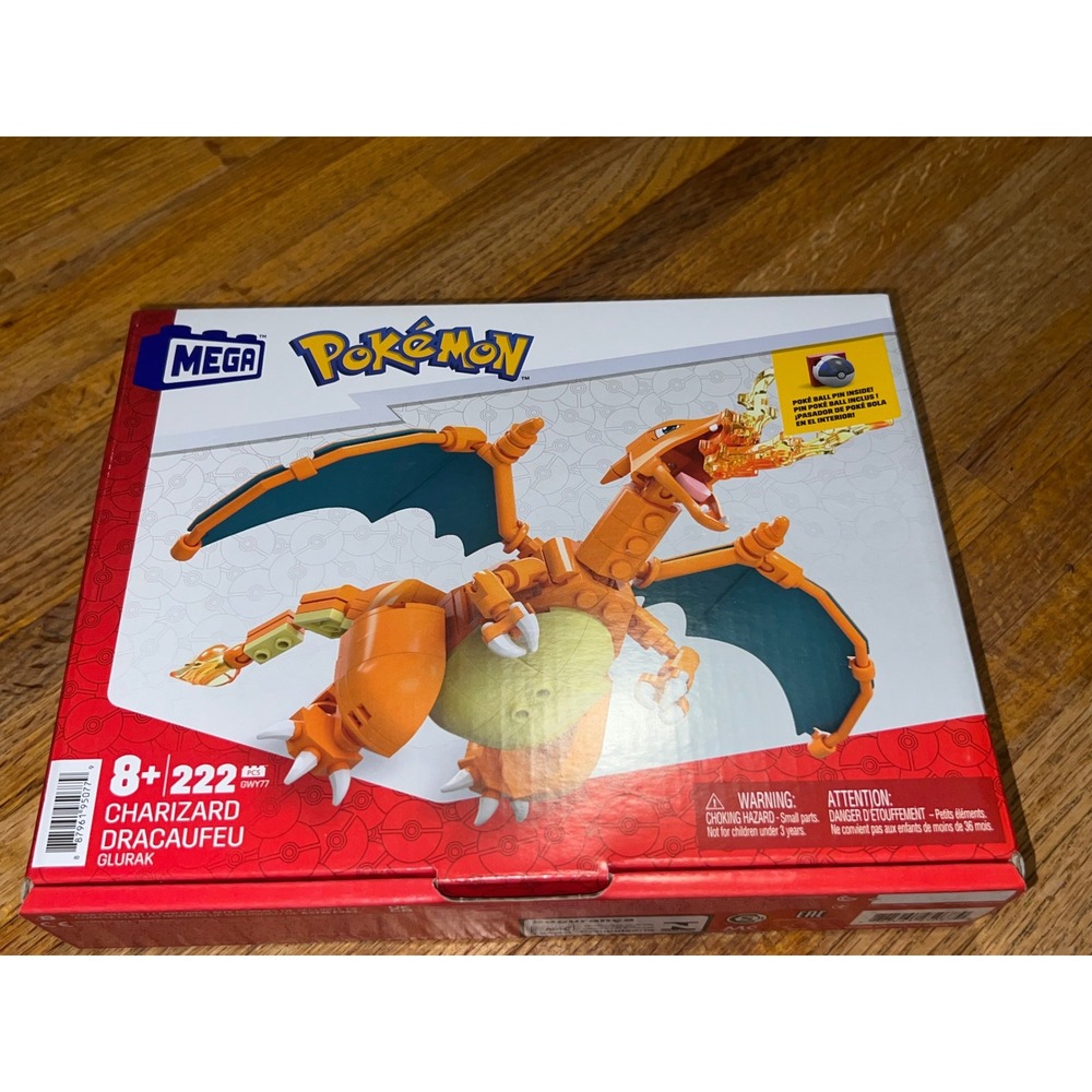 Mega Pokemon Charizard Building Set 222 Pieces GWY77 with Poke Ball Pin NEW